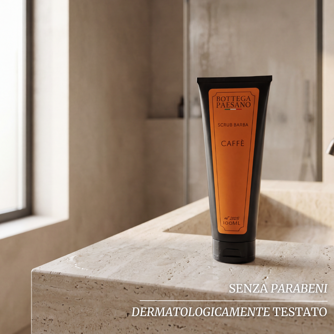 Scrub barba purificante al caffè Bottega Paesano — prodotto aperto