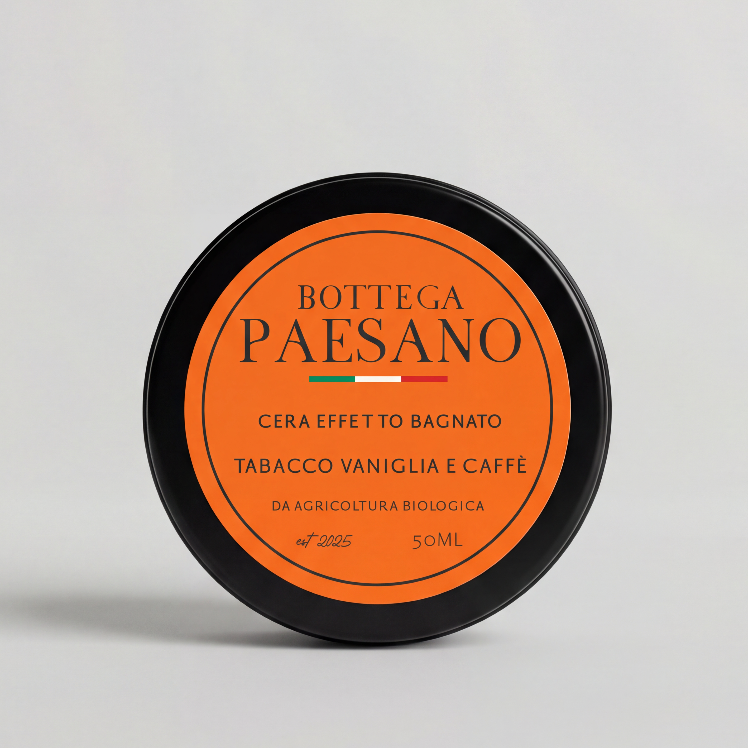 Cera effetto bagnato Tabacco e Vaniglia Bottega Paesano — pack shot fronte