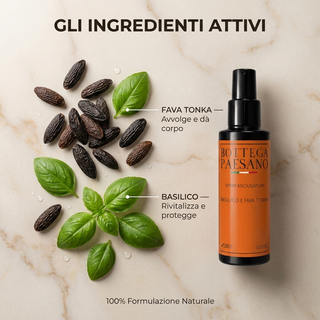 Spray Volumizzante Fava Tonka e Basilico - Ingredienti attivi