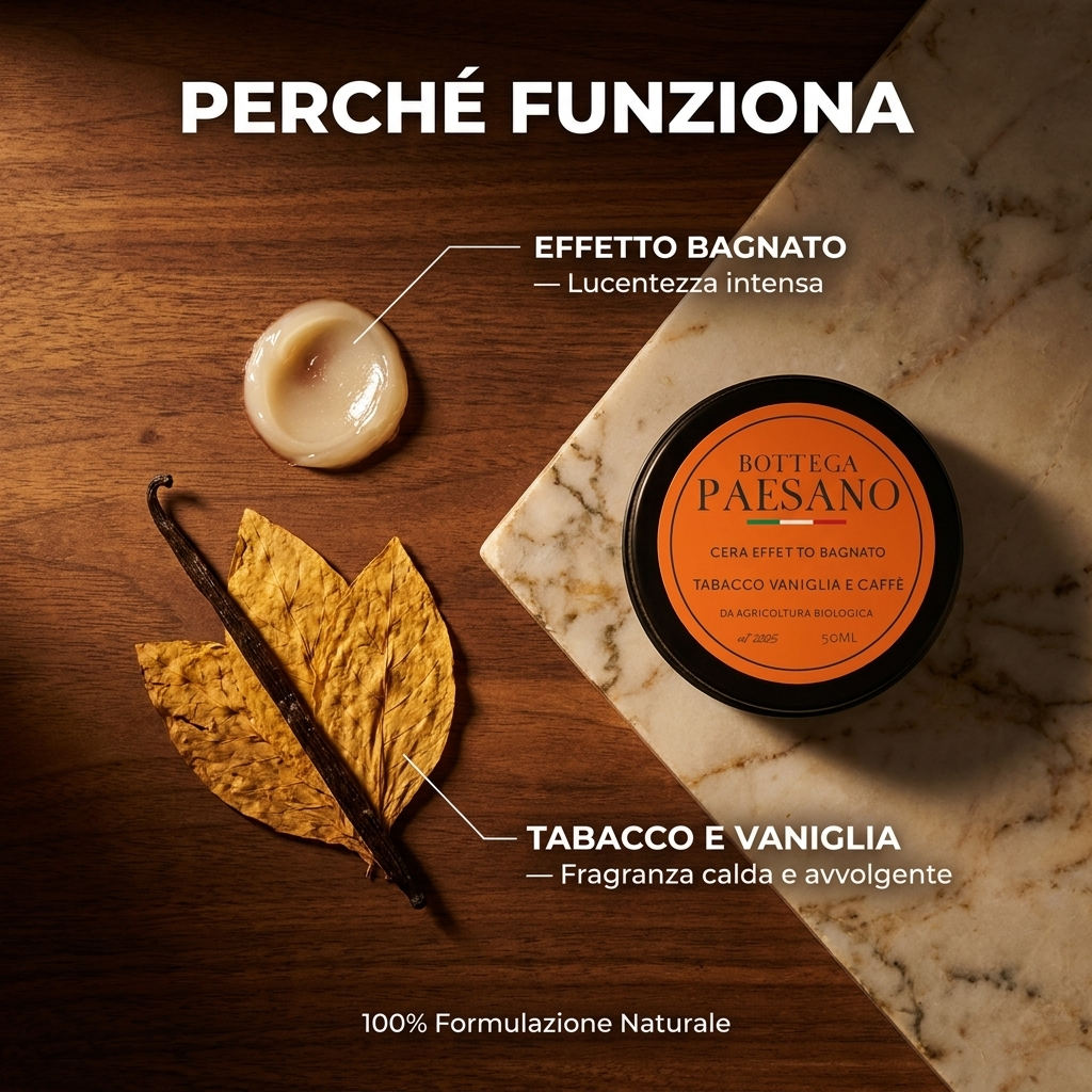 Cera Effetto Bagnato Tabacco e Vaniglia - Perché funziona
