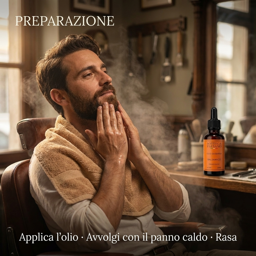 Olio da Barba Panno Caldo Balsamico - Applicazione