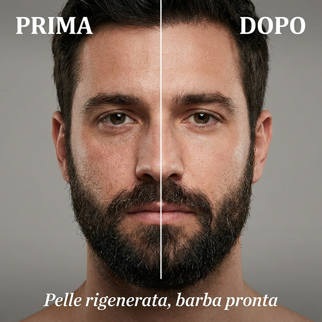 Olio da Barba Panno Caldo Balsamico - Prima e Dopo
