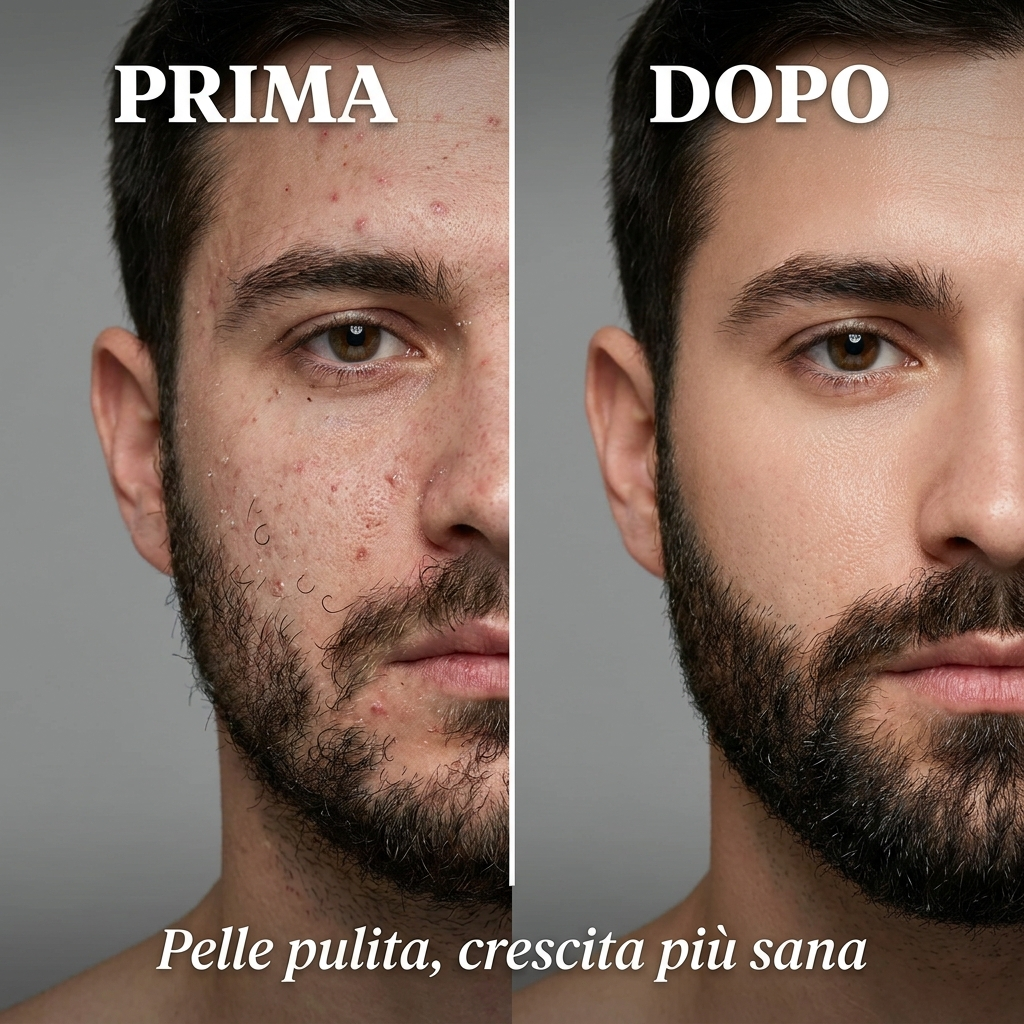 Scrub Barba Purificante al Caffè - Prima e Dopo