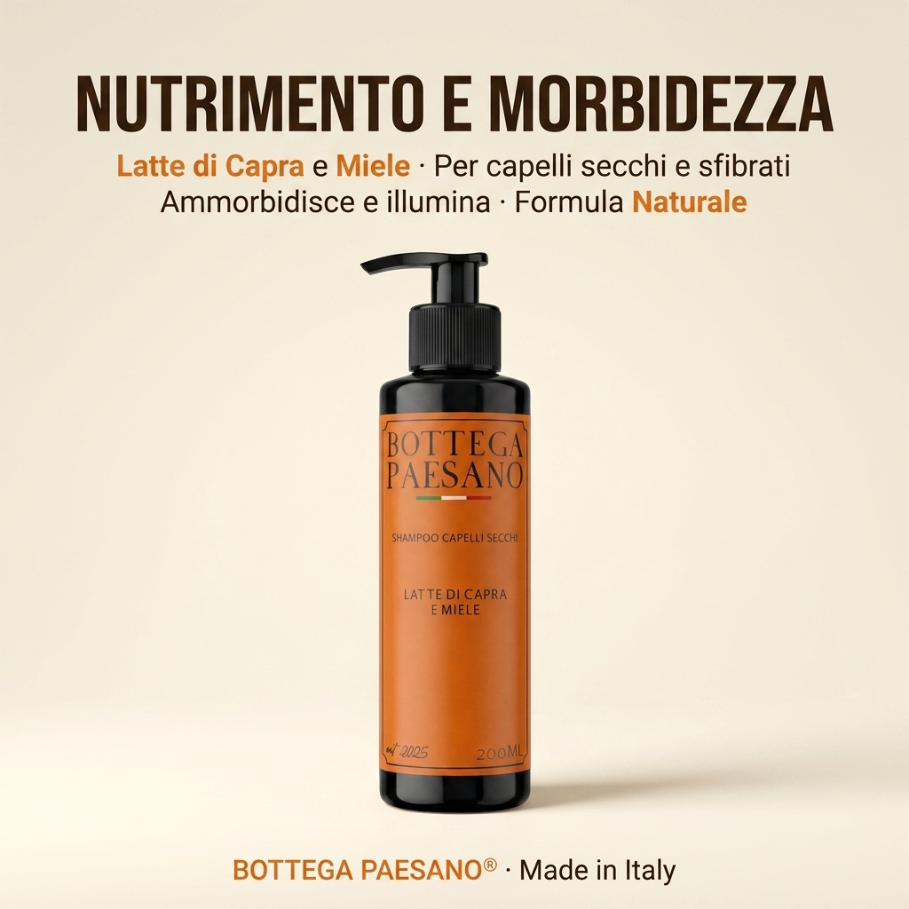 Shampoo Capelli Secchi al Latte di Capra - Nutrimento e morbidezza