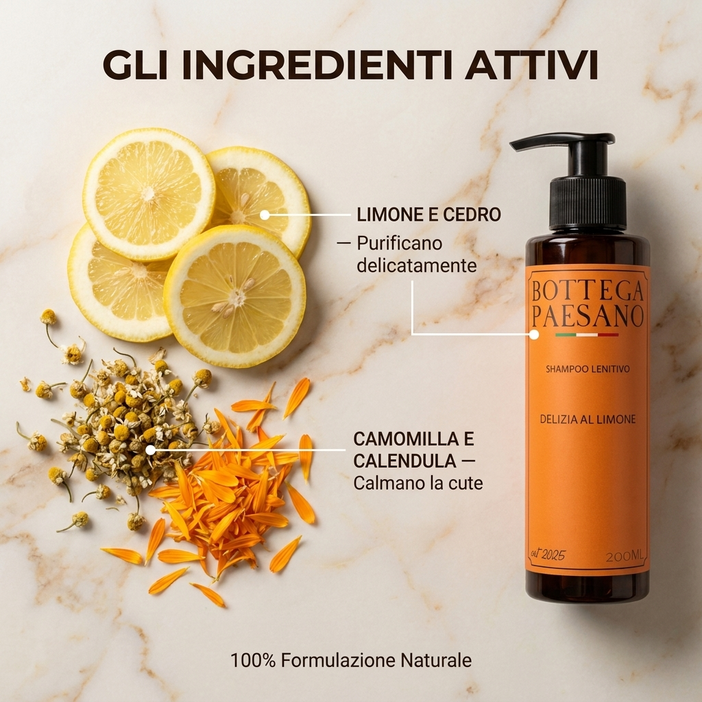 Shampoo Lenitivo Delizia al Limone e Cedro - Ingredienti attivi
