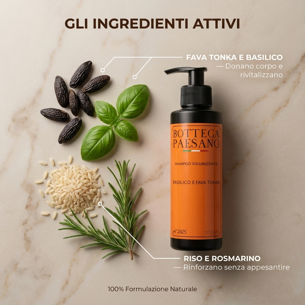 Shampoo Volumizzante Fava Tonka e Basilico - Ingredienti attivi