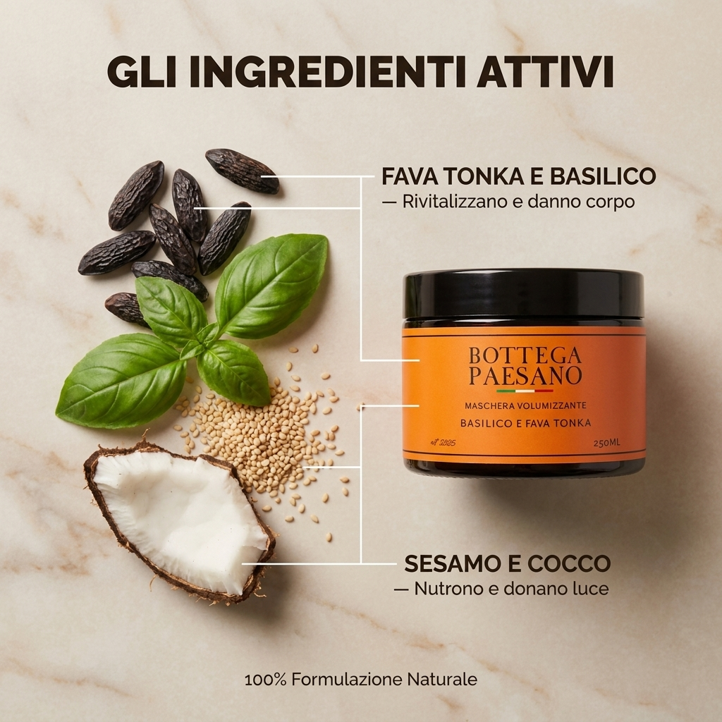 Maschera Volumizzante Fava Tonka e Basilico - Ingredienti attivi