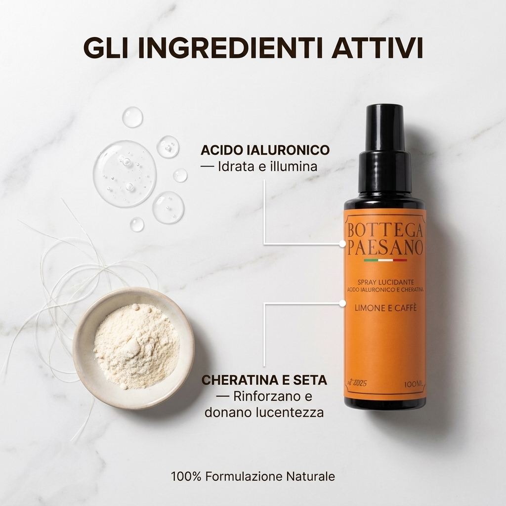 Spray Lucidante Acido Ialuronico e Cheratina - Ingredienti attivi