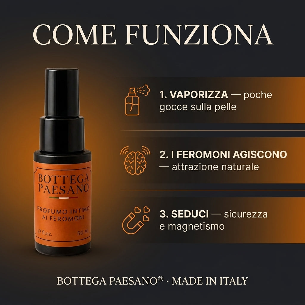 Profumo ai Feromoni come funziona 3 step - Bottega Paesano