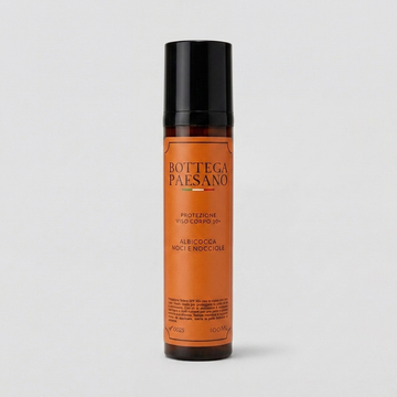Protezione Solare Viso e Corpo Bottega Paesano - flacone nero etichetta arancio