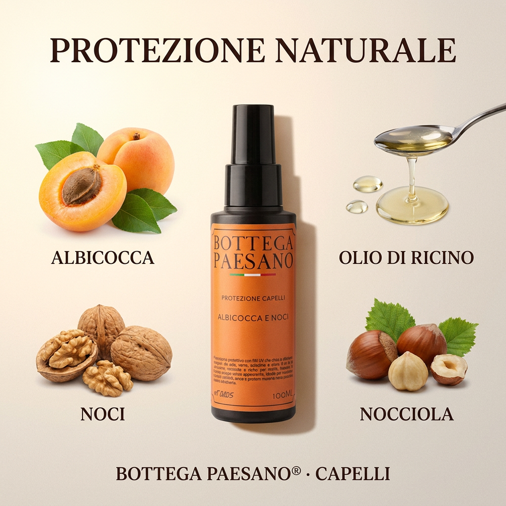 Protezione Capelli ingredienti albicocca noci ricino - Bottega Paesano