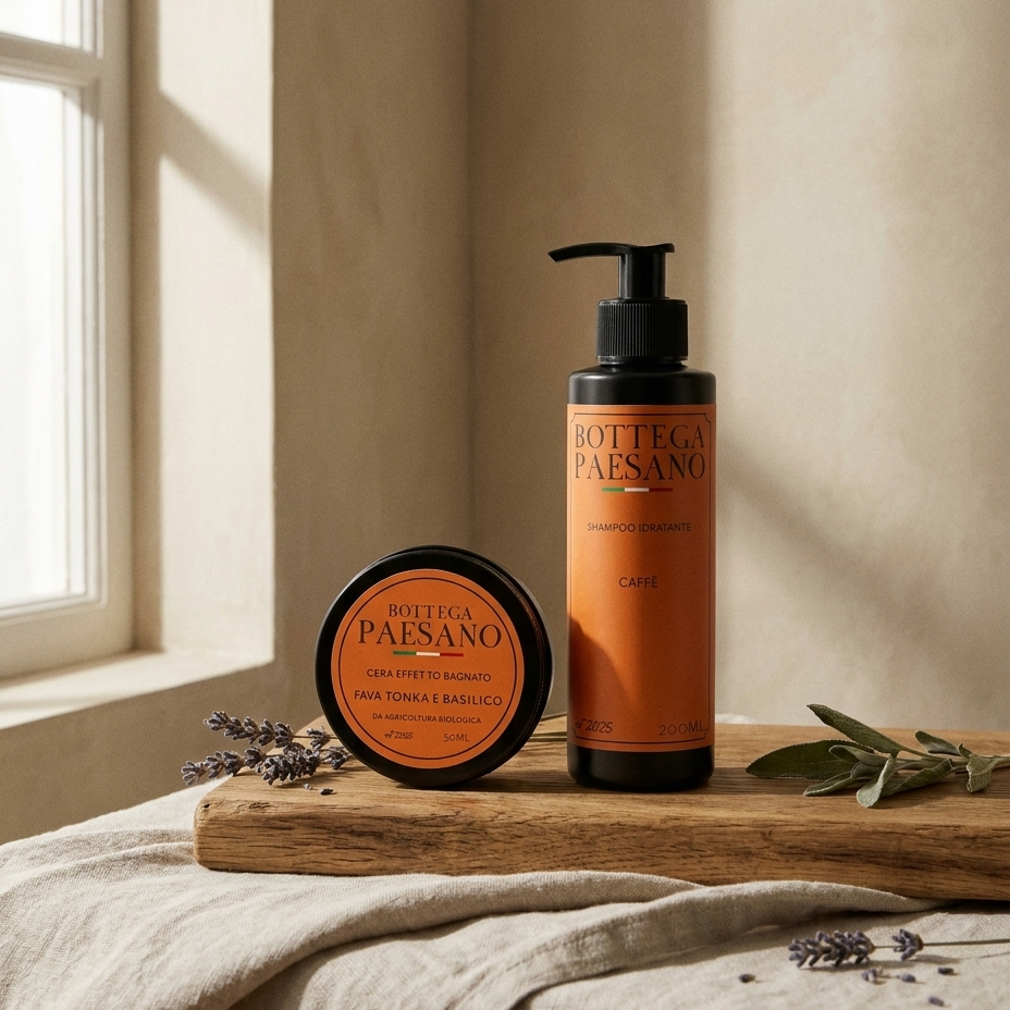 Collezione Kit e Combo Bottega Paesano — still life naturale con set prodotti, made in Italy