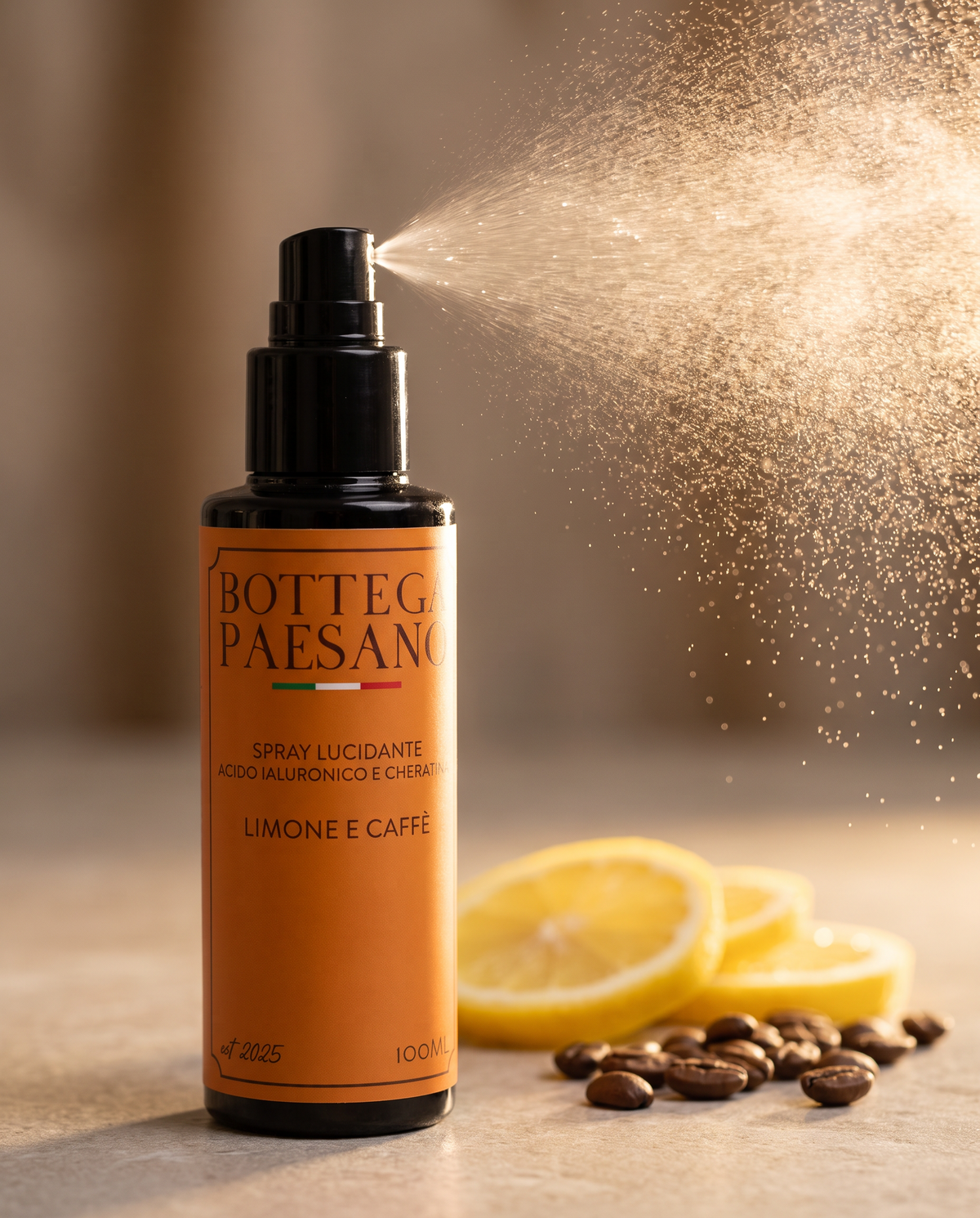 Spray Lucidante Acido Ialuronico e Cheratina: la nebulizzazione fine — Bottega Paesano