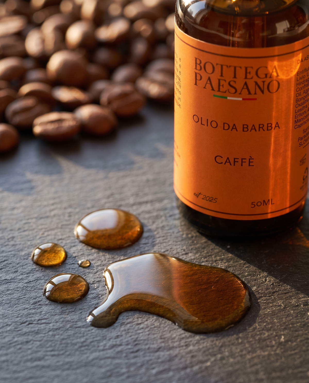 Olio da Barba al Caffè: la texture, olio ambrato — Bottega Paesano