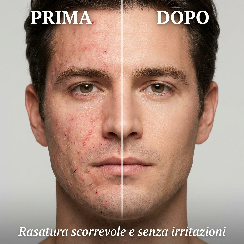 Crema da Barba Lenitiva all'Aloe - Prima e Dopo
