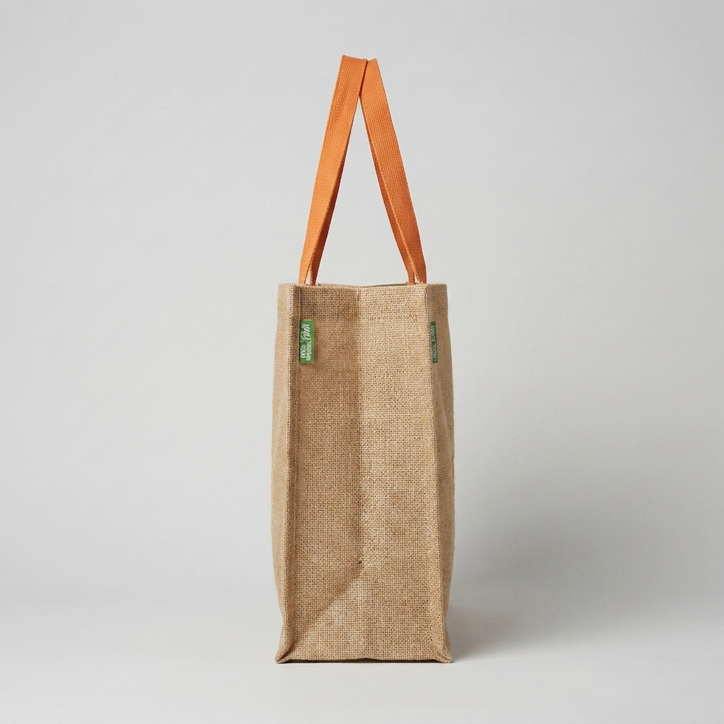 Tote bag in juta Bottega Paesano, vista laterale